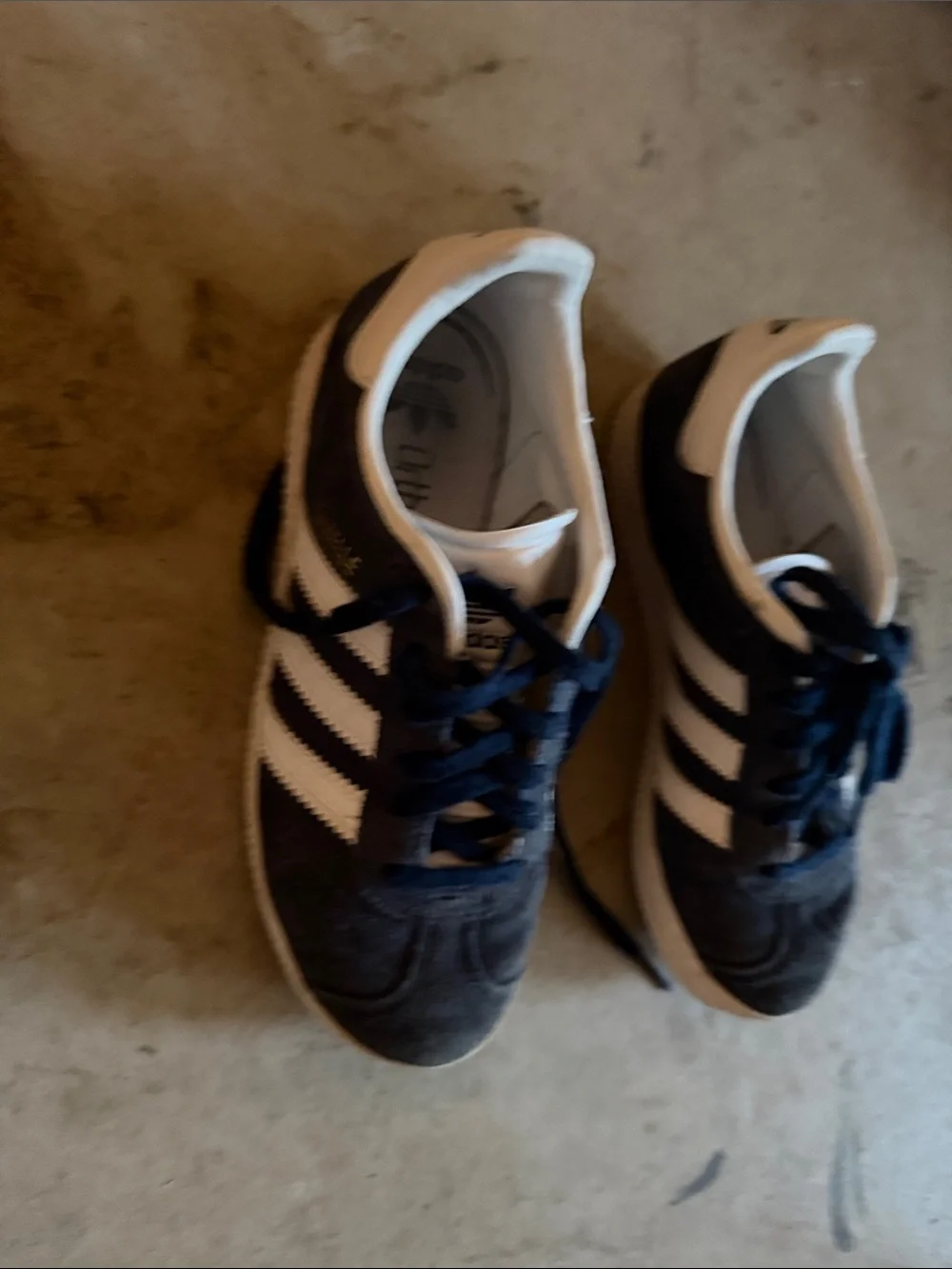 adidas girl’s Navy and White Suede Samba Sneakers